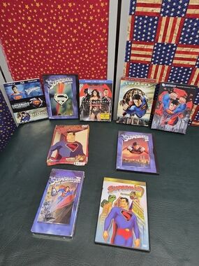 **Superman DVD/VHS Collection - Classic Superman Covers (Blue & Red)**